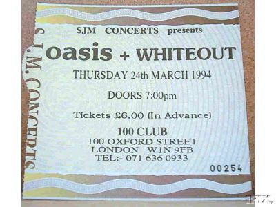 Oasis at 100 Club; Oxford Street, London, UK - March 24, 1994