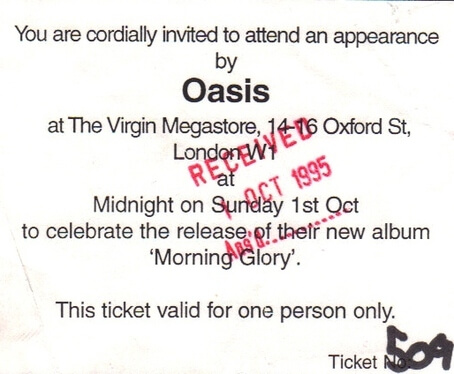 Oasis at Virgin Megastore; Oxford Street, London UK - October 1, 1995