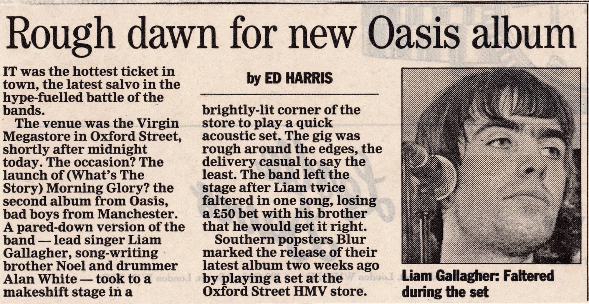 Oasis at Virgin Megastore; Oxford Street, London UK - October 1, 1995