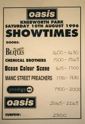 Oasis at Knebworth Park; Stevenage, Hertforshire, England - August 10, 1996