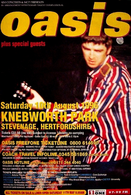 Oasis at Knebworth Park; Stevenage, Hertforshire, England - August 10, 1996