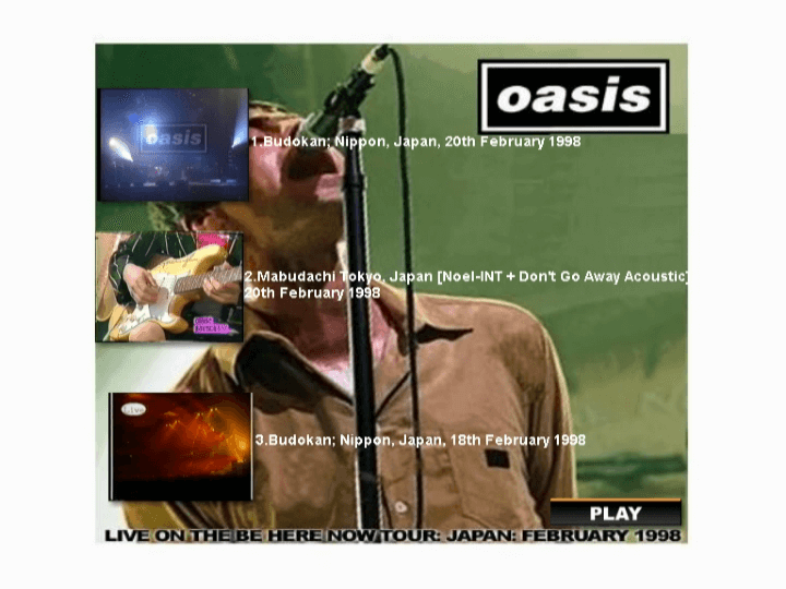 Oasis at Budokan; Nippon, Japan - February 20, 1998
