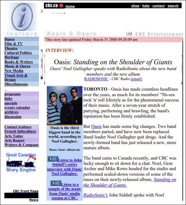 Oasis at Studio 211, CBC Broadcasting Centre, Toronto, Canada - December 7, 1999